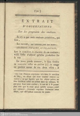 Extrait D´Observations : Sur les propriétés des couleurs