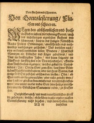 Von Gotteslesterung/ Fluchen und schweren.