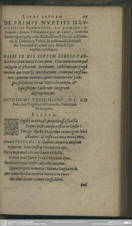 Libris Septem De Primiis Nuptiis Illustrissimi Principis, Ac Dominis, D. Ludovici, Duces Wirtembergici & Teccij, ...