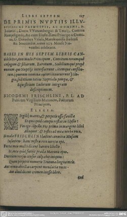 Libris Septem De Primiis Nuptiis Illustrissimi Principis, Ac Dominis, D. Ludovici, Duces Wirtembergici & Teccij, ...