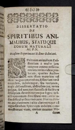 Dissertatio De Spiritibus Animalibus, Statuque Eorum Naturali Ac P. N.