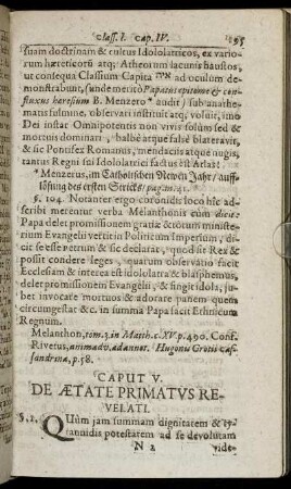 Caput V. De Aetate Primatus Revelati