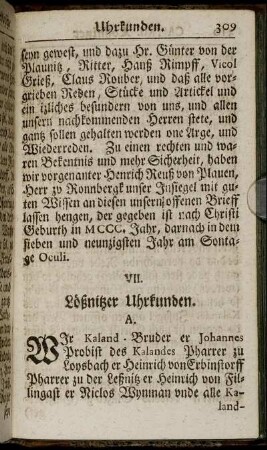 VII. Lößnitzer Uhrkunden.