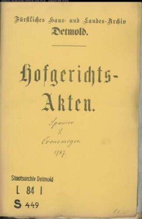 Spanier, Nathan in Bielefeld gegen Amtsvogt Cronemeyer in Varenholz - Bürgschaft