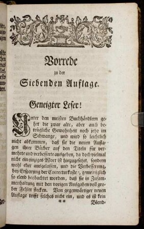 Vorrede zu der Siebenden Auflage.