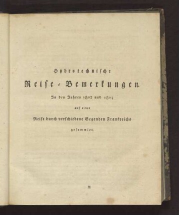 Hydrotechnischen Reise-Bemerkungen