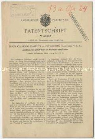 Patentschrift über die Anordnung von Umlaufröhren bei Heizröhren-Dampfkesseln, Patent-Nr. 38333