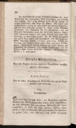 Erstes Kapitel. Von der ersten Erweckung der Aufmerksamkeit und des Nachdenkens durch Unterricht.