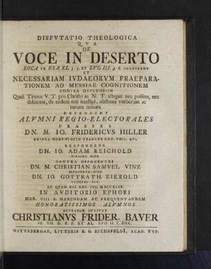 [Dispvtatio I. - Dispvtatio V.]