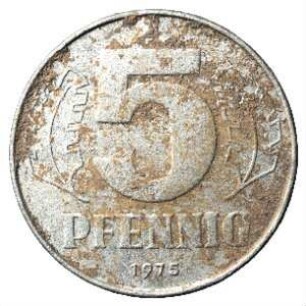Fundmünze, 5 Pfennig, 1975
