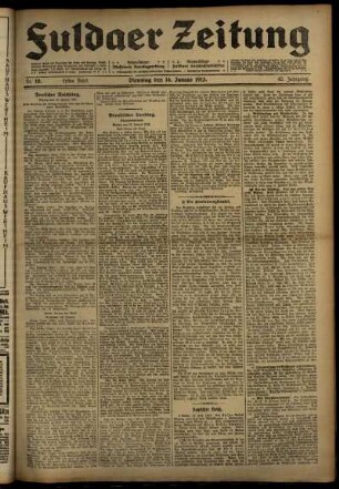 Erste Ausgabe vom Dienstag, den 14. Januar 1913.