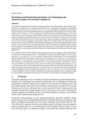 Bedeutung und Standardinterpretation von Äußerungen mit negierten negativ-bewertenden Adjektiven