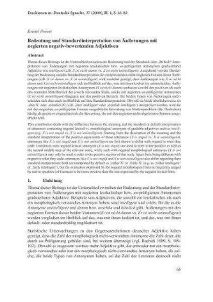 Bedeutung und Standardinterpretation von Äußerungen mit negierten negativ-bewertenden Adjektiven