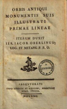 Orbis antiqui monumentis suis illustrati primae lineae