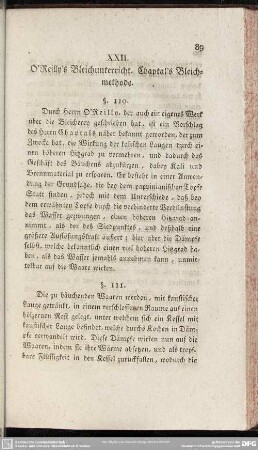 XXII. O'Reillys Bleichunterricht. Chaptal's Bleichmethode