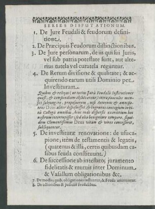 Series Disputationum.