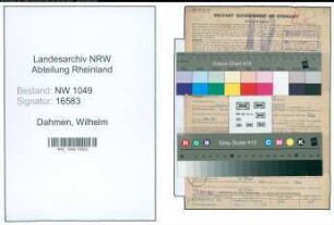 Entnazifizierung Wilhelm Dahmen , geb. 03.02.1898 (Bahnsekretaer)