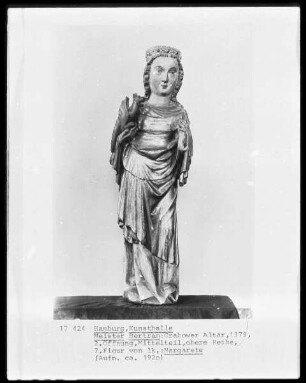 Grabower Altar — Mittelteil: Der gekreuzigte Christus mit Maria und Johannes zu beiden Seiten des Kreuzes; links und rechts Heilige und Propheten — Heilige Margarete