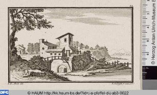 Landschaft mit Weg zu einer Brücke
