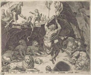 Daniel wird aus der Löwengrube befreit, Blatt 9 aus der Folge "Die Geschichte von Daniel, Bel und dem Drachen"