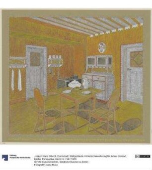 Darmstadt, Stallgebäude mit Kutscherwohnung für Julius Glückert, Küche, Perspektive