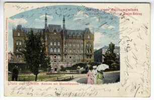 Gruss aus Stettin. Rathaus mit Manzelbrunnen.