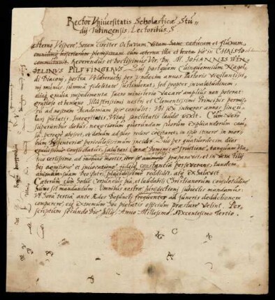 Todesanzeige des Johann Wendelin Pilffingerus, Diakon in Nagold, später in Feldrennach [Bilfinger], 1603.
