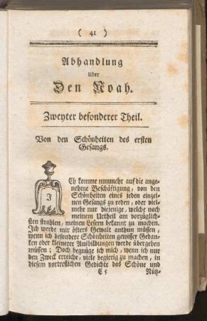 Von den Schönheiten des ersten Gesangs