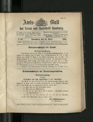 No. 62, 16. April 1904.