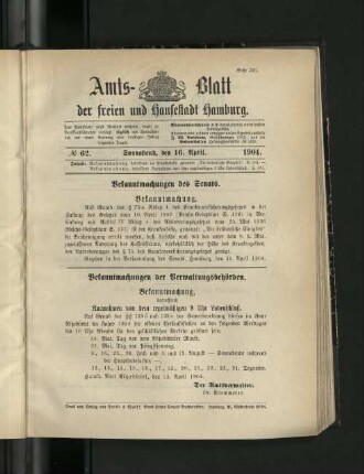 No. 62, 16. April 1904.