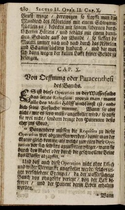 Cap. X. Von Oeffnung oder Paracenthesi des Bauchs.