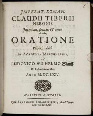 Imperat. Roman. Claudii Tiberii Neronis Ingenium, fraudes & vitia detecta