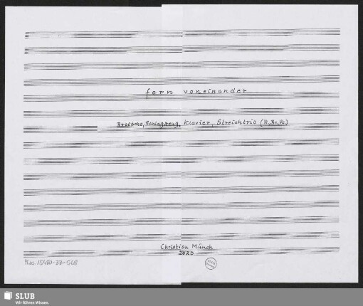 Fern voneinander - Mus.15480-ZZ-568 : strings (4), pf, stck