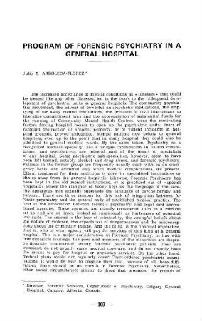 109-119, Program of Forensic Psychiatry in a General Hospital