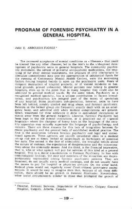 109-119, Program of Forensic Psychiatry in a General Hospital