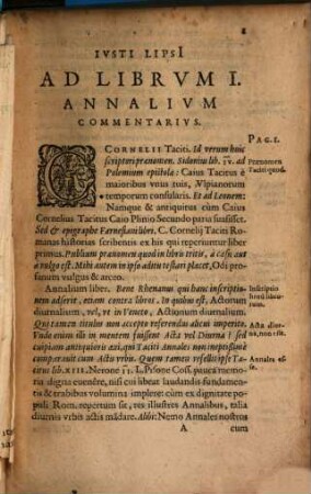 Ivsti Lipsi[i] Ad Annales Corn. Taciti Liber Commentarivs, Sive Notae