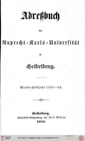 Wintersemester 1852/1853