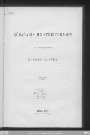 Südarabische Streitfragen : vom Forschungsreisenden