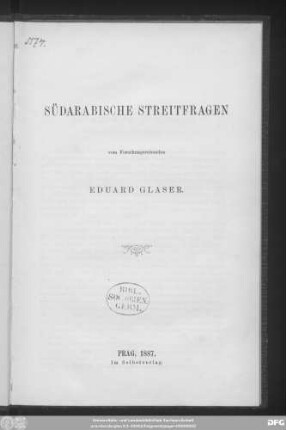 Südarabische Streitfragen : vom Forschungsreisenden