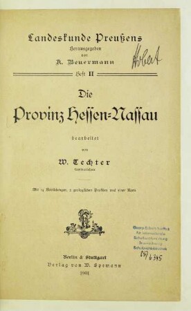 H. 2: Die Provinz Hessen-Nassau