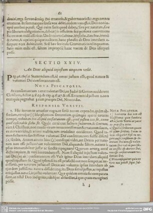 Sectio XXIV. An Deus aliquid iniustum unquam velit