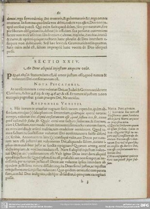 Sectio XXIV. An Deus aliquid iniustum unquam velit