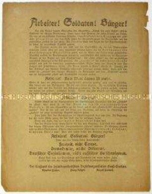 Flugblatt der SPD gegen den Januaraufstand 1919 in Berlin