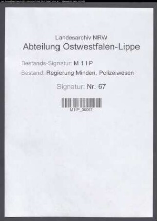 Polizeiverwaltung im Kreis Lübbecke, Band 1