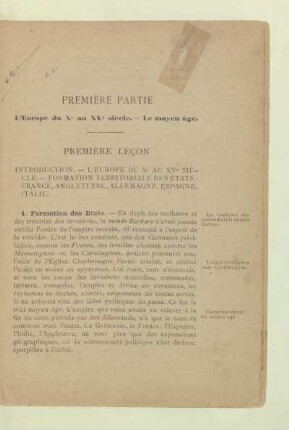 Premiére partie L'Europe du Xe au XVe siécle. - Le moyen âge