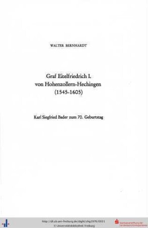 Graf Eitelfriedrich I. von Hohenzollern-Hechingen (1545-1605).