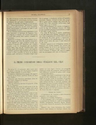 Il Primo Congresso Degli Italiani Nel Cile.