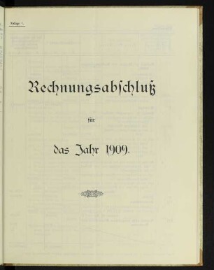 Rechnungsabschluß für das Jahr 1909.
