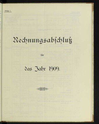 Rechnungsabschluß für das Jahr 1909.