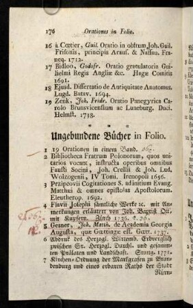 176-189, Ungebundene Bücher in Folio. - Ungebundene Bücher in Quarto.